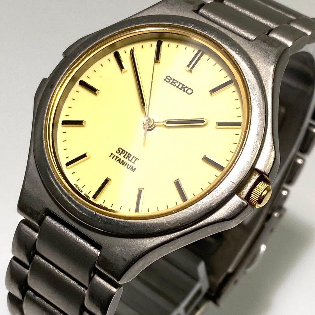 SEIKO Wristwatch Spirit Titanium Quartz Gold Silver Vintage Authentic From Japan