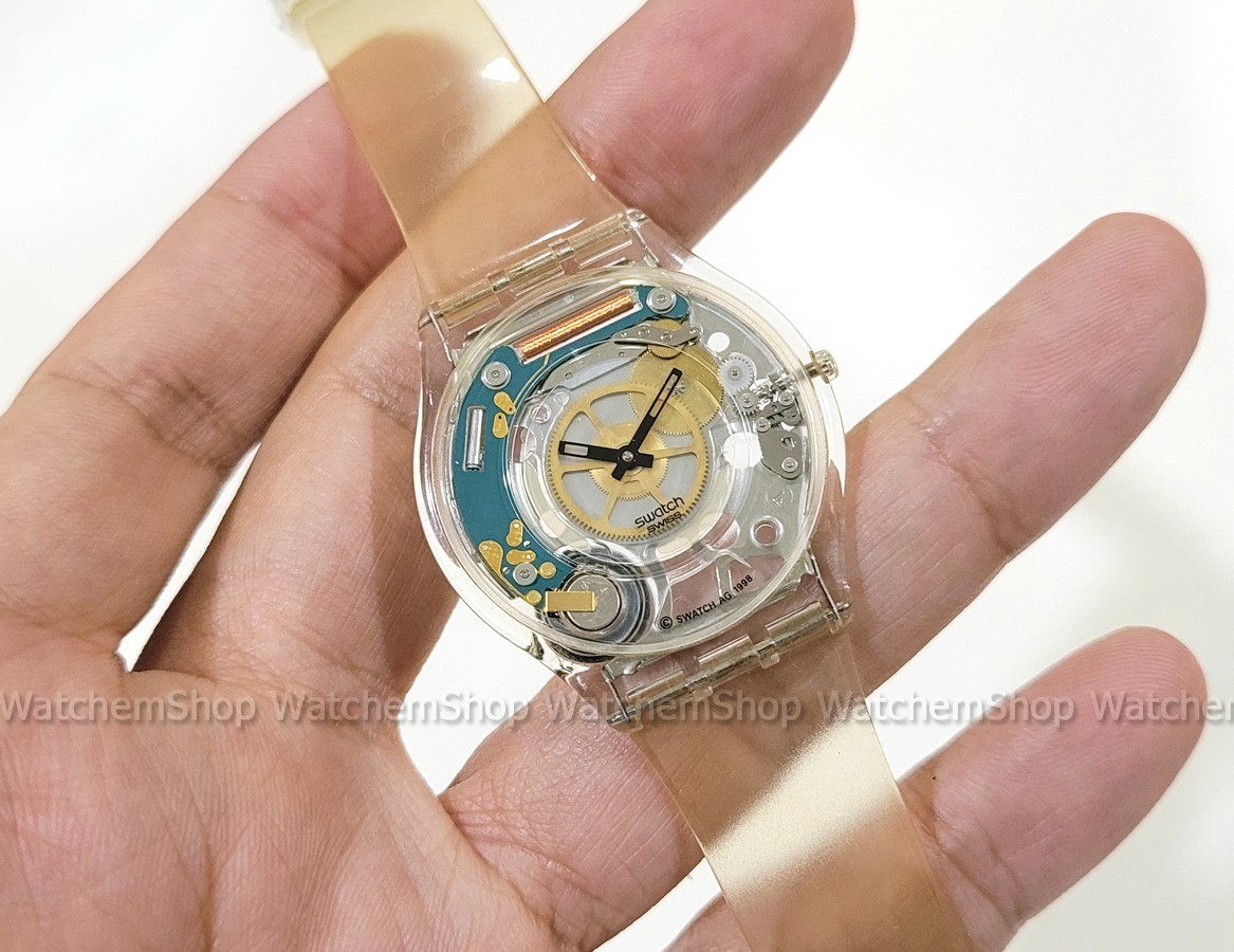 Rare 1998 Swatch Jelly Skin Ultra Slim Transparent Watch SFK100 – Working