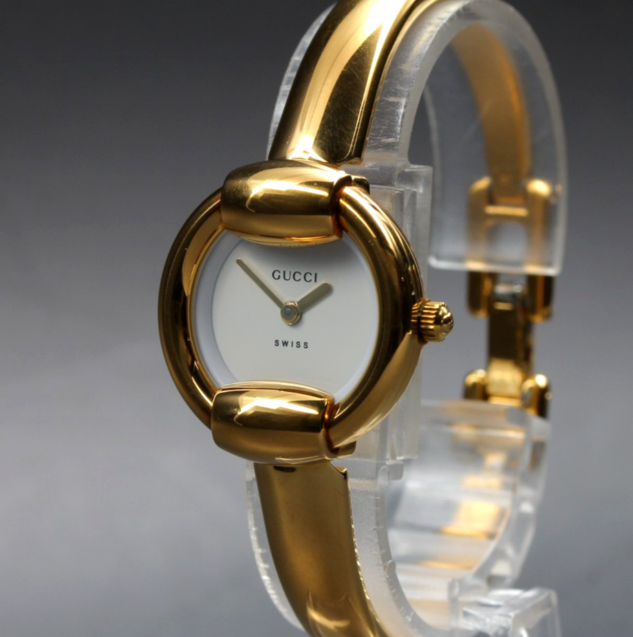 [Exc+5] Vintage Gucci 1400L 25mm White Dial Gold Bangle Quartz Women’s Watch