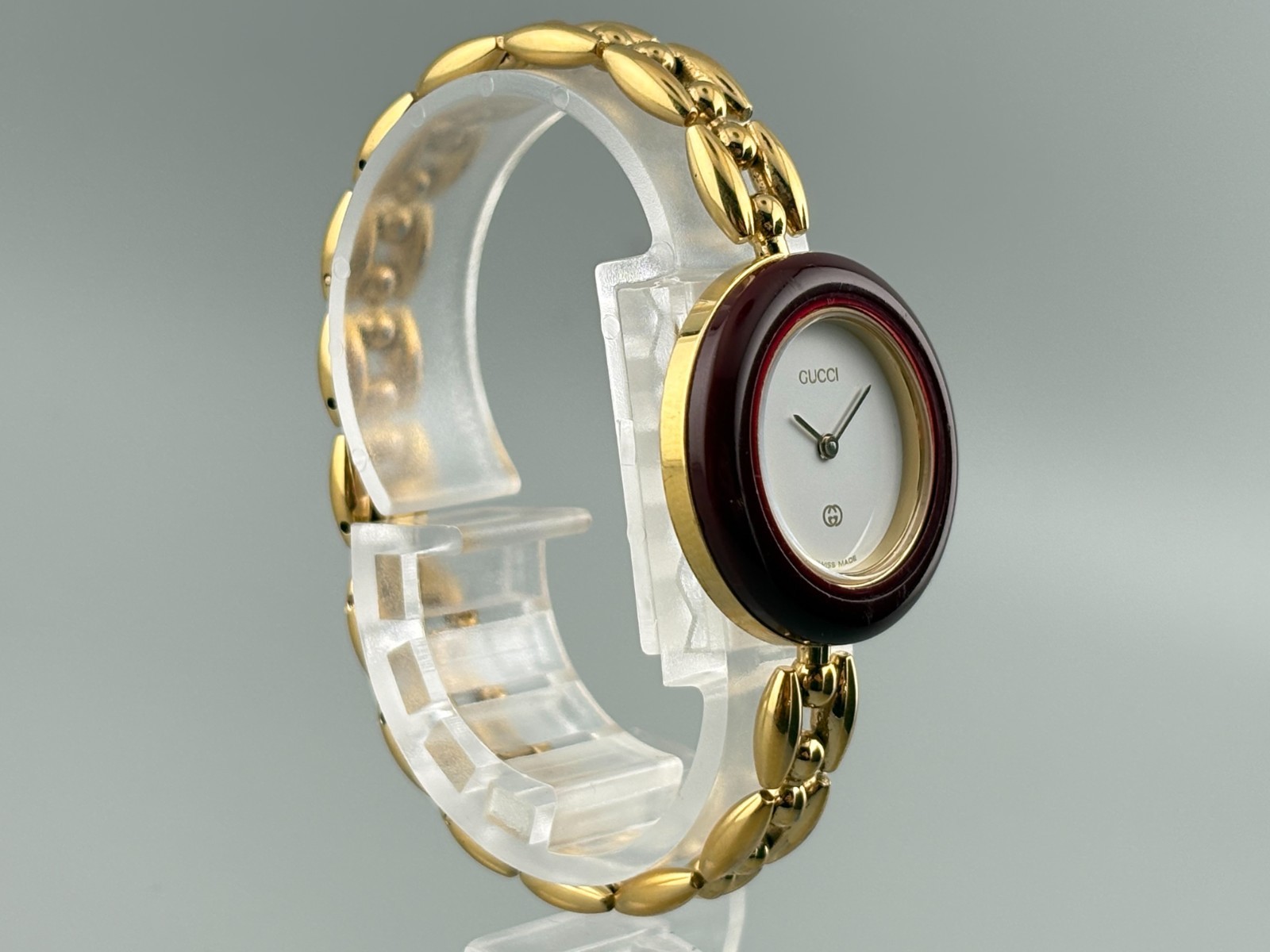 [Very Good+5] Gucci Change Bezel 1200 Gold Wine Red Watch Auth