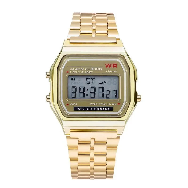 F91W Non-Waterproof Steel Band Watch For Women, Men, Business.