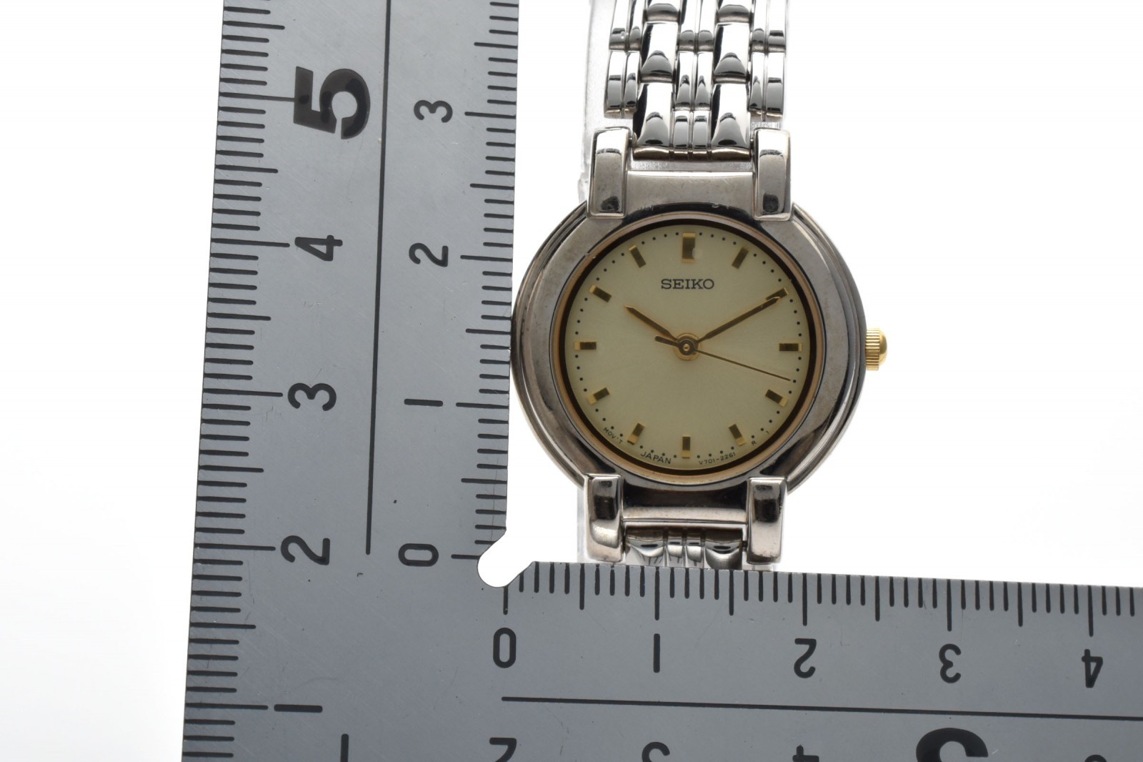 Authentic SEIKO V701-1791 Quartz Gold Dial Watch
