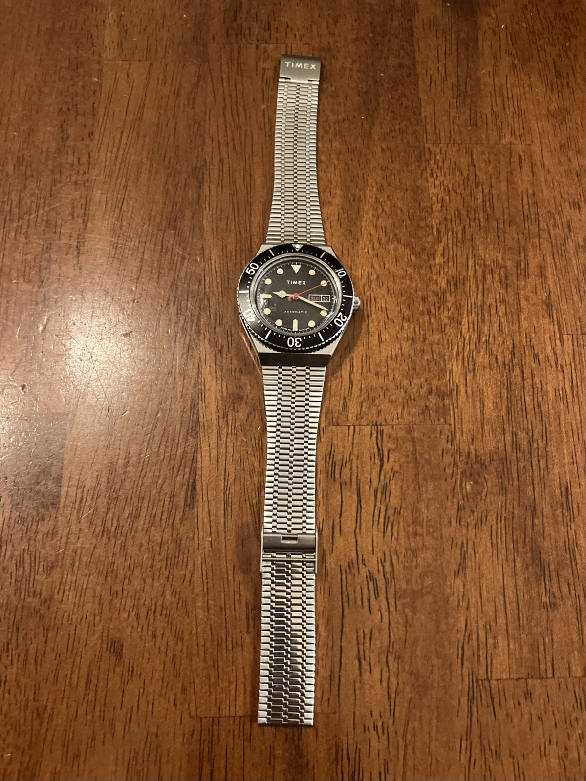 Timex M79 Men’s Automatic Diver Black Dial Stainless Steel Bracelet Watch Date