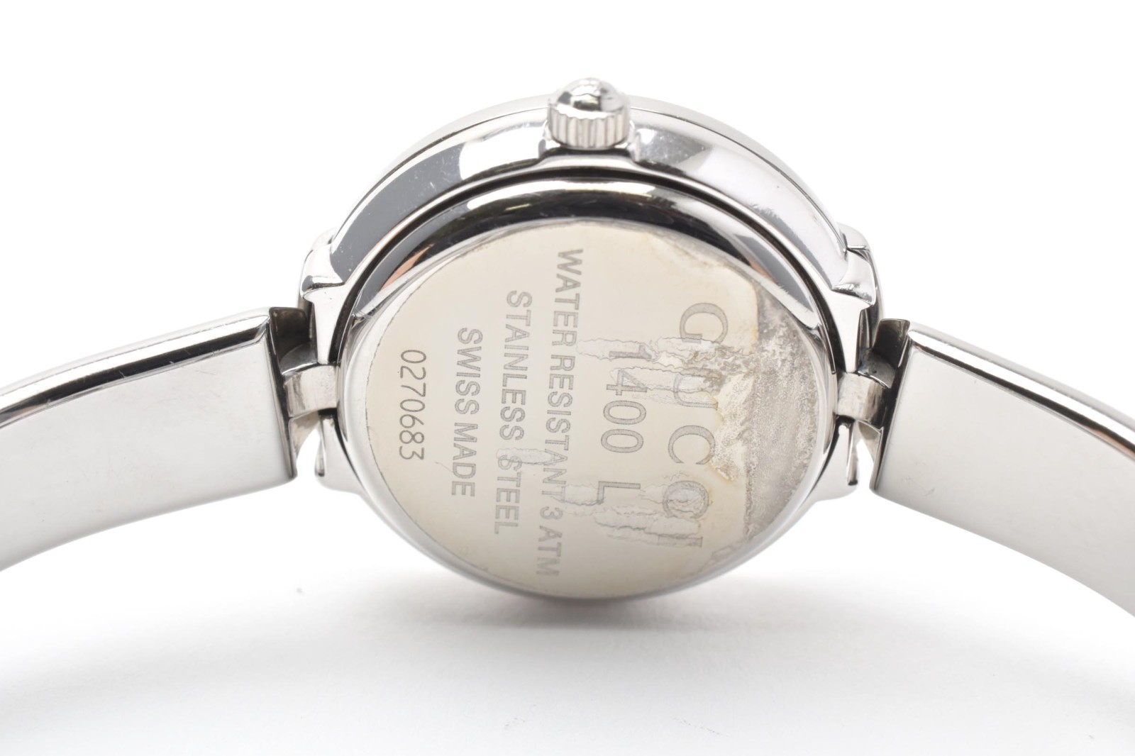 GUCCI 1400L Vintage Women’s Quartz Bangle Watch Silver Case Black Dial [Exc+4]