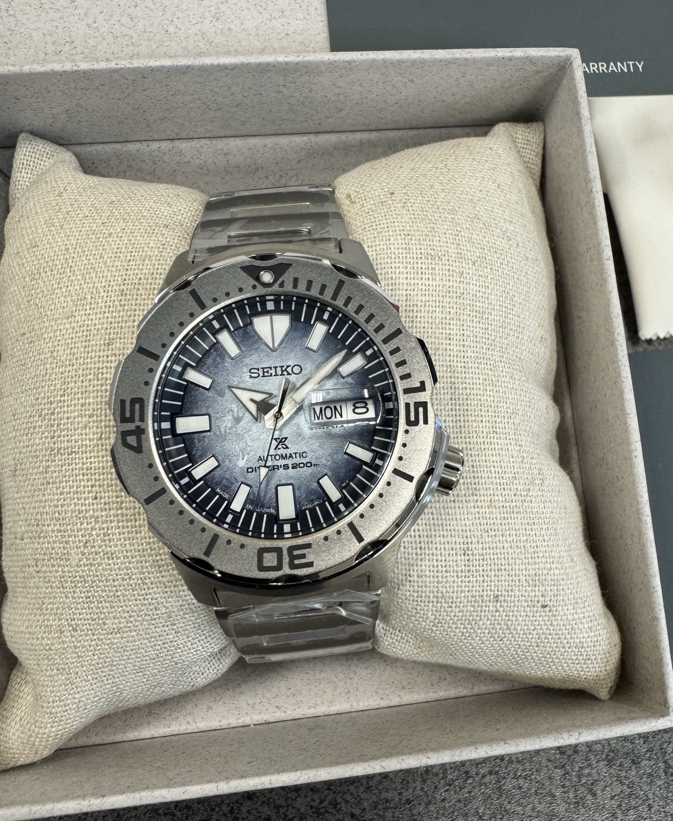 Seiko Men’s Automatic Prospex Monster White-Blue -Dial Watch SRPG57 Japan NWT
