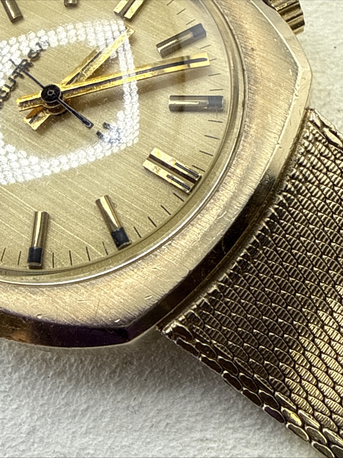 1970s Vintage Bulova Accutron Wood Grain Dial 10k Filled Case Just Serviced