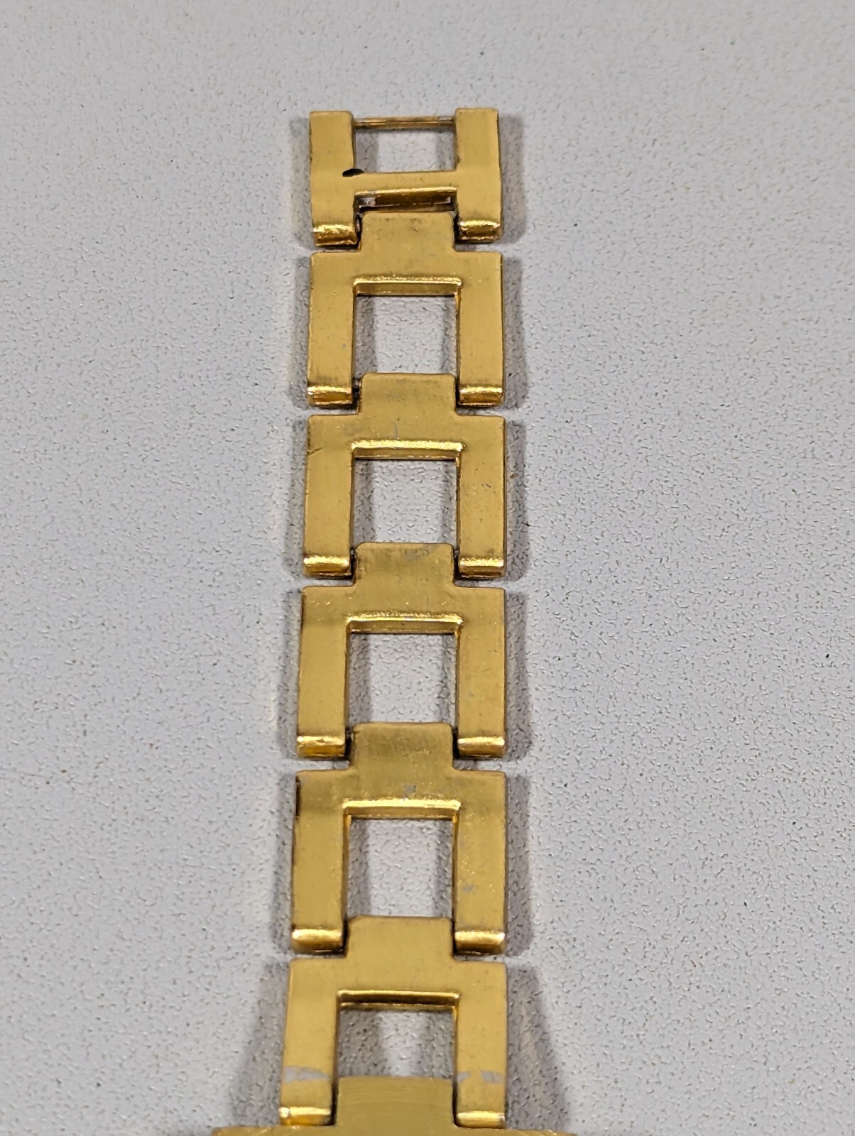 White Dial Gold Tone Rectangle Case Chain Link Bracelet Band Watch
