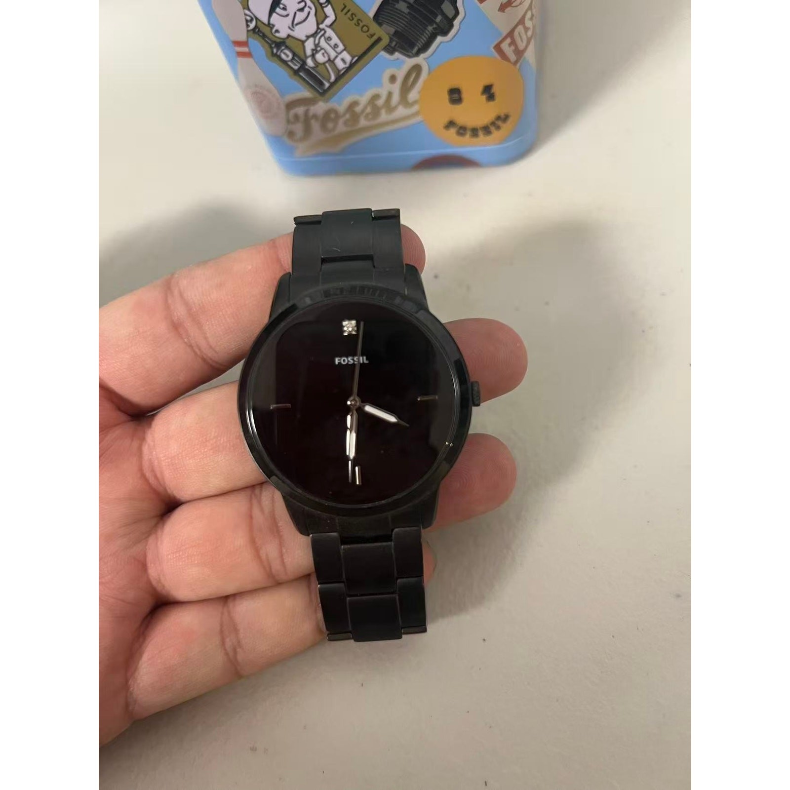 Fossil FS5455 Minimalist Carbon Black Stainless Steel Men’s Wristwatch