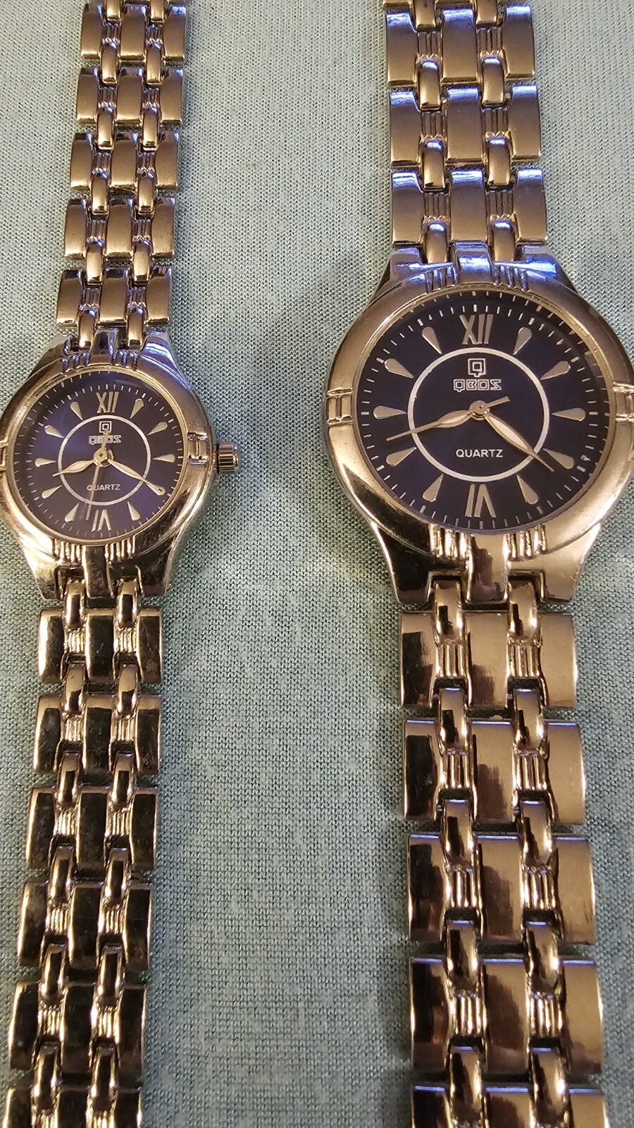 QBOS Silver Toned, Mens And Womens Watch Set