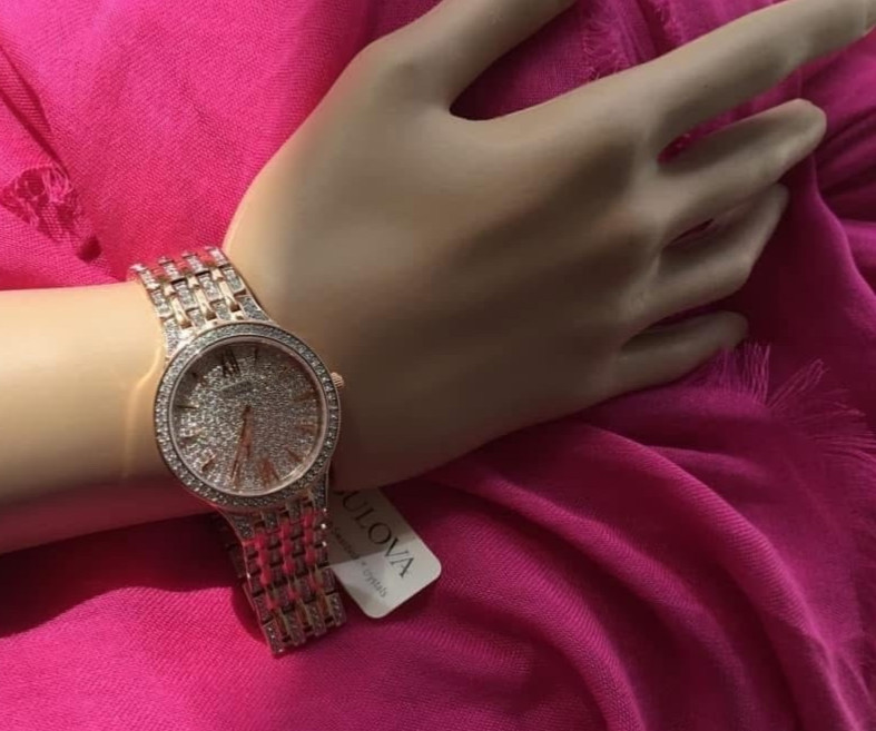 BULOVA SWAROVSKI CRYSTALIZED ROSE GOLD TONE WOMEN’S WATCH 32 MM