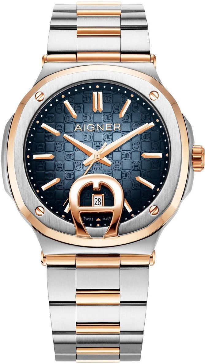 Aigner Taviano 2 AGW.241011 blue silver rose gold Stainless Steel Mens Watch NEW