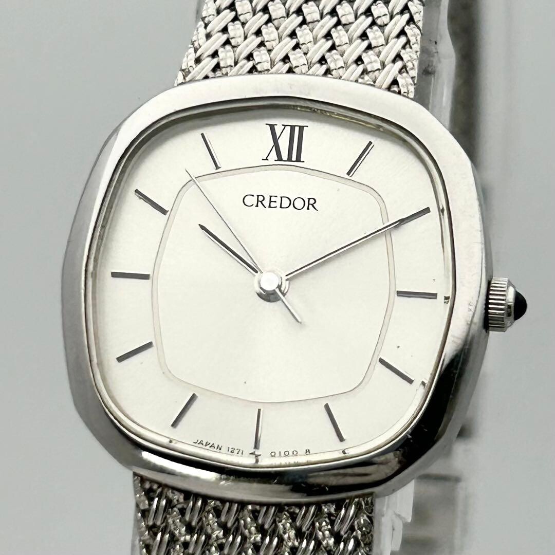 Seiko Credor 1271 5030 Womens Quartz Dress Watch Silver Mesh Band Japan 1977