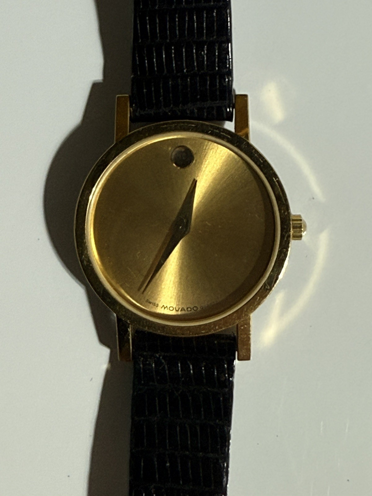 Movado Museum 87-25-832 Gold Plated 25 mm Gold Dial Leather Quartz Women’s Watch