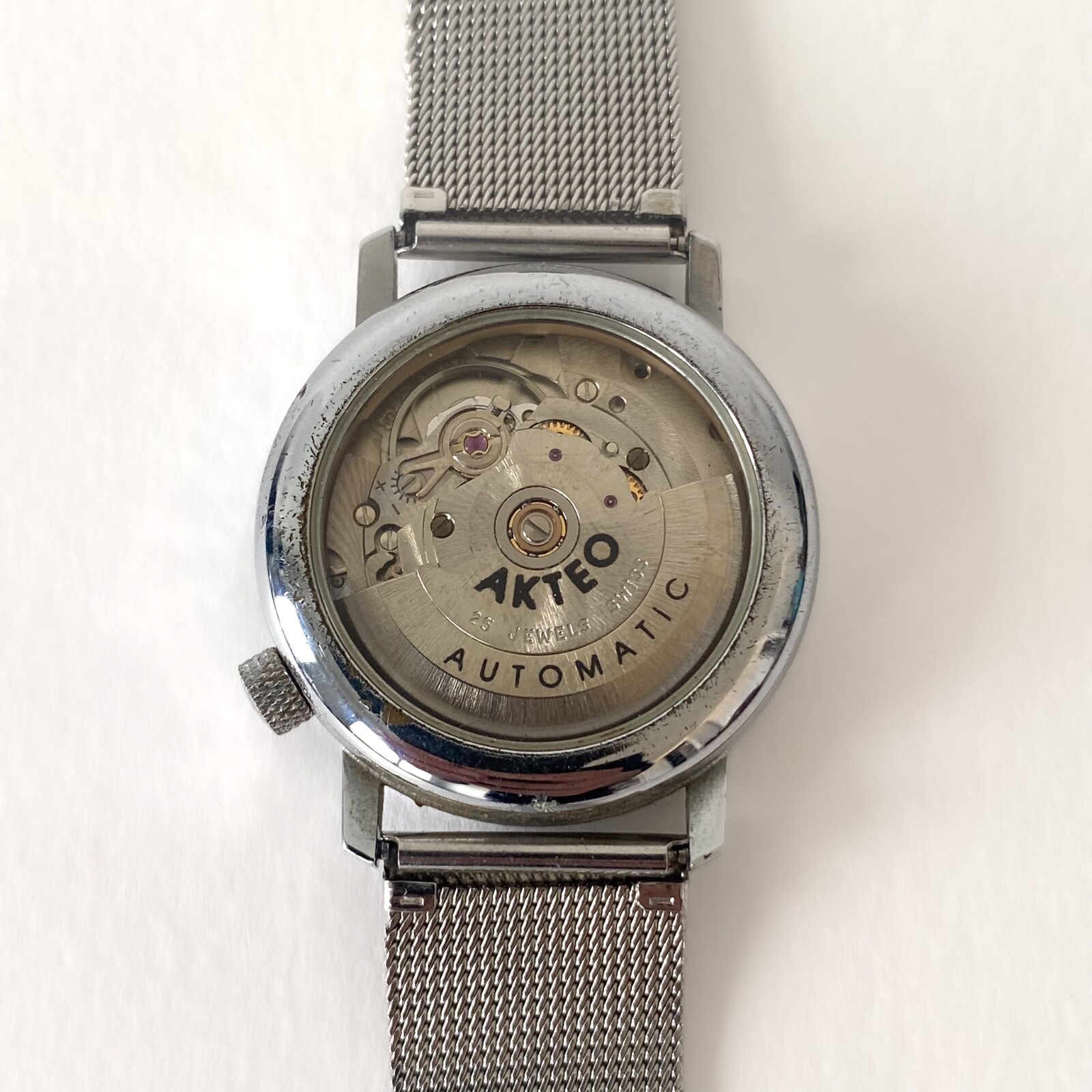 Vintage AKTEO Automatic Watch 25 Rubies – 90s – Stainless Steel