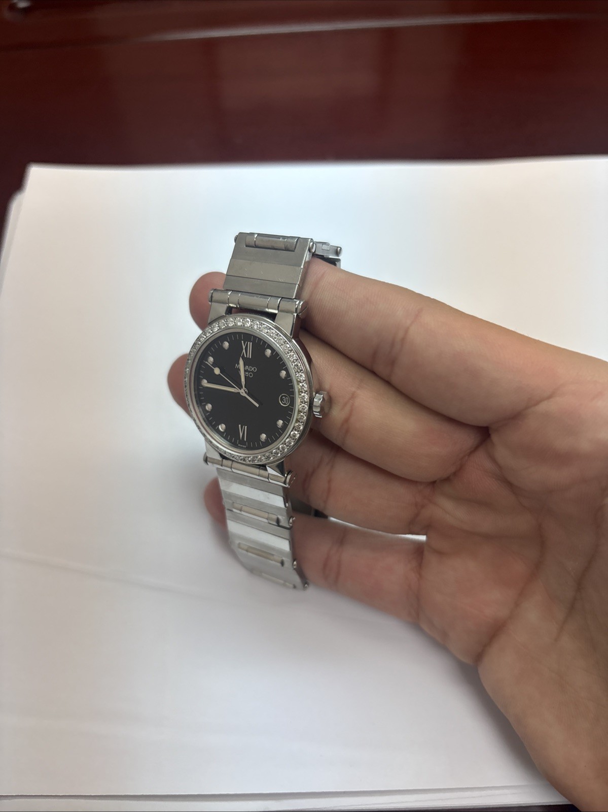 MOVADO Vizio CUSTOM NATURAL DIAMOD WORK (bracelet Scratched Up) Fits 7” Wrist