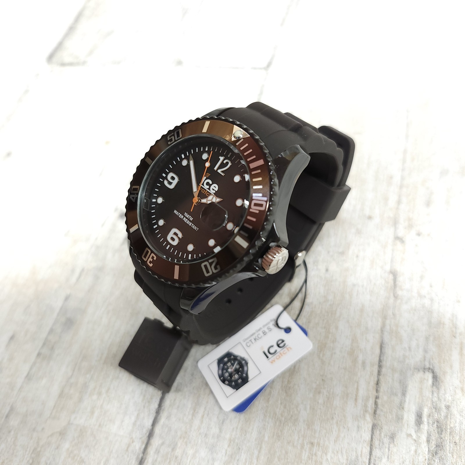 Authentic Ice Watch, Dark Chocolate Dial 48MM Men’s Quartz Watch, Silicone Band
