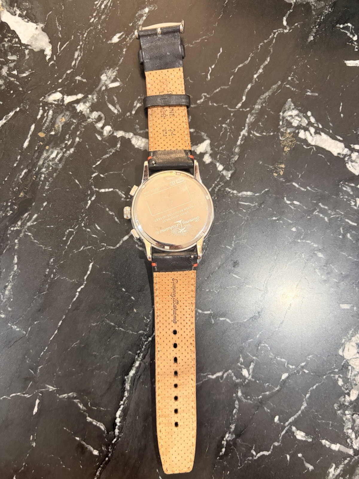 Tommy Bahama Men’s Multifunction Watch Black Leather Strap – Needs Battery