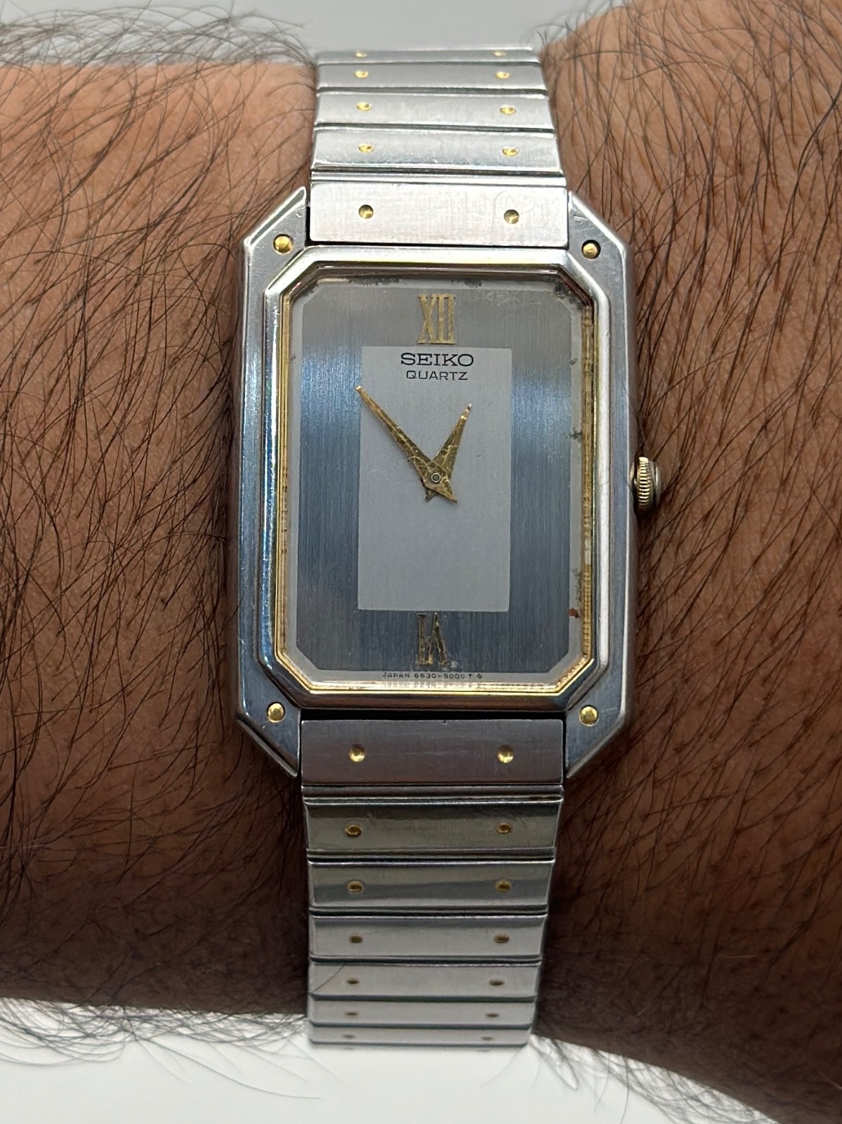 Ultra RARE Mens Seiko Elongated Tank watch 6530-5000 for men 1982