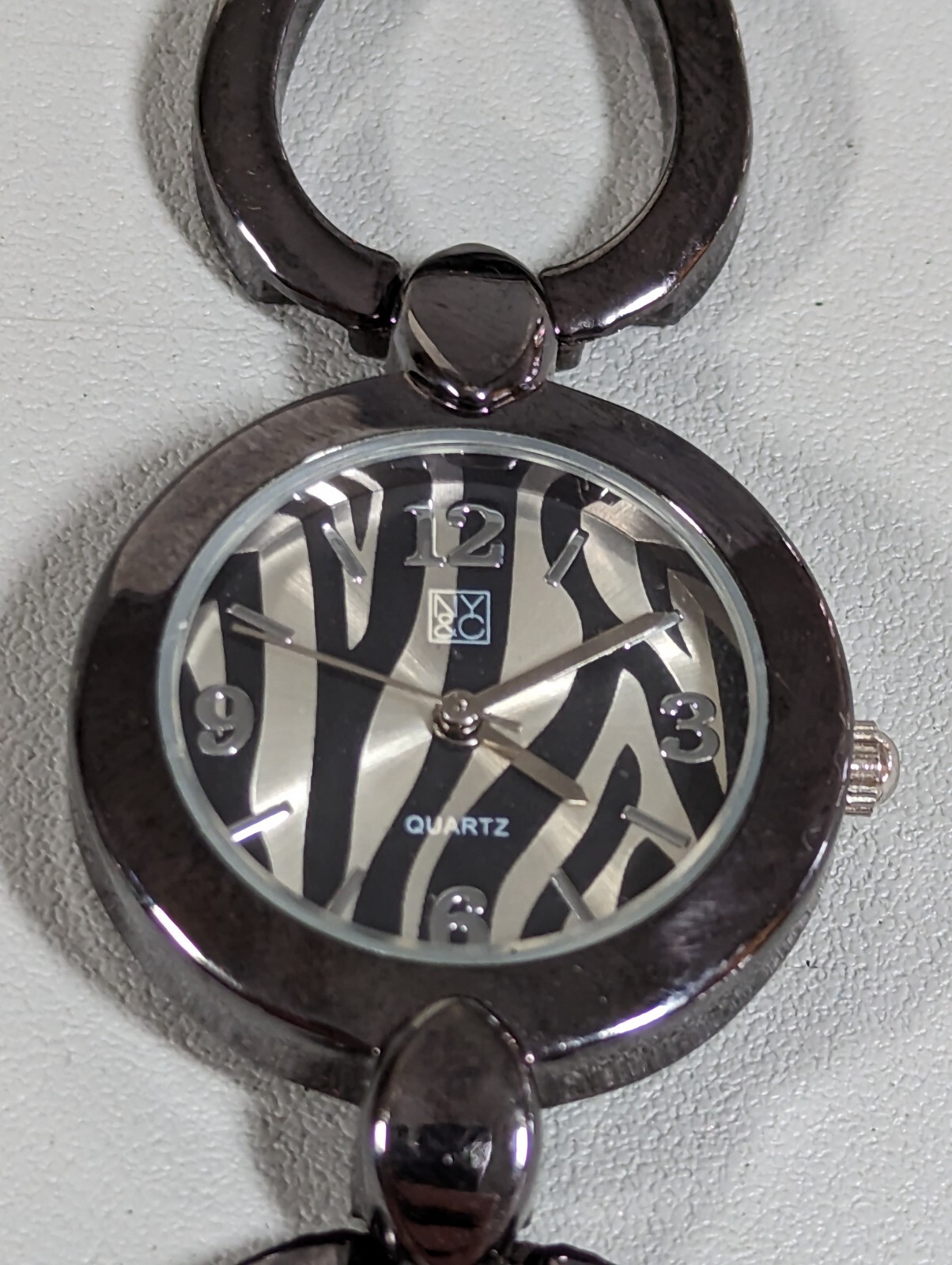 NYC Black Silver Tone Dial Round Case Link Bracelet Band Watch