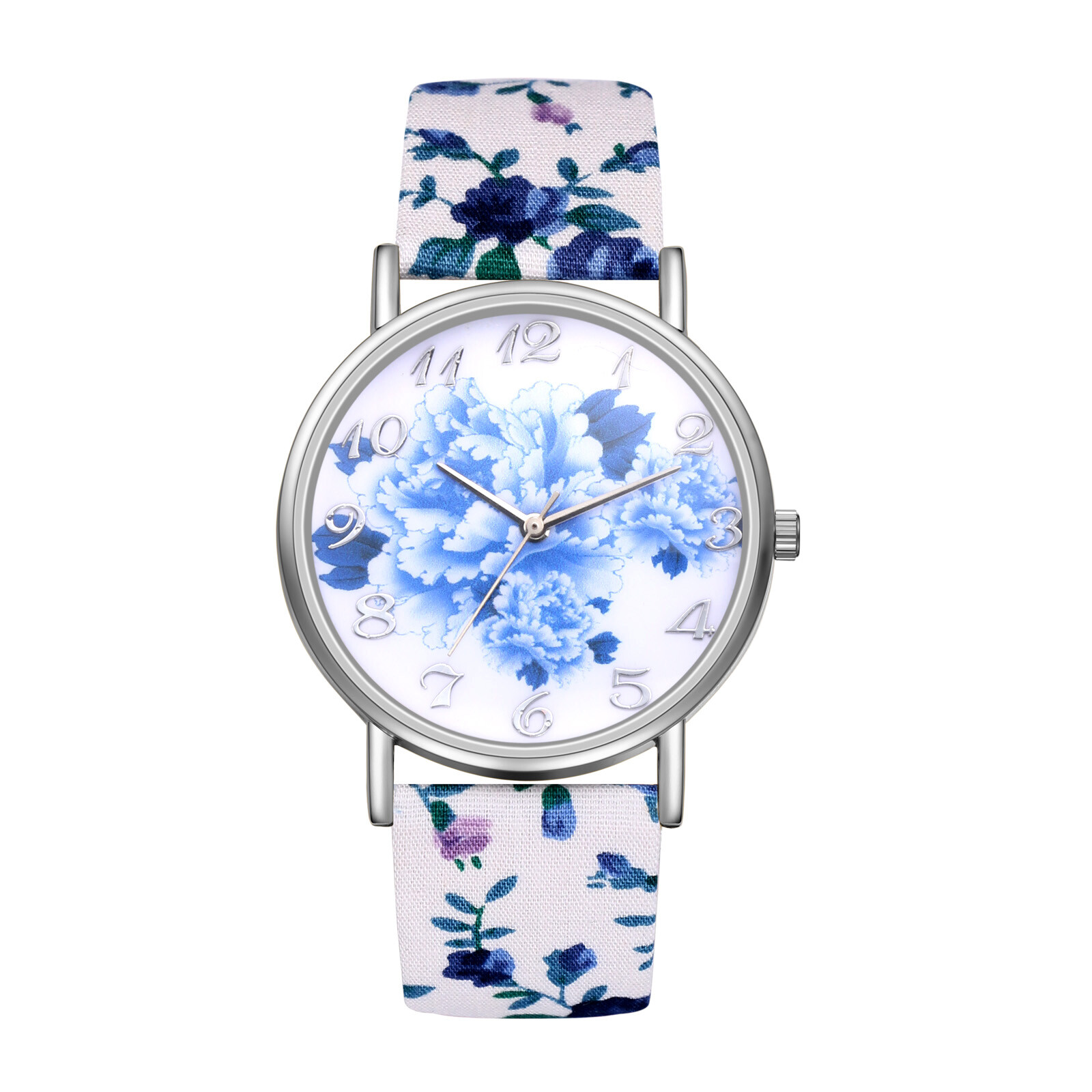 Womens Girls Bohemian Floral PU Leather Quartz Wrist Watch Arabic Numberals Dial