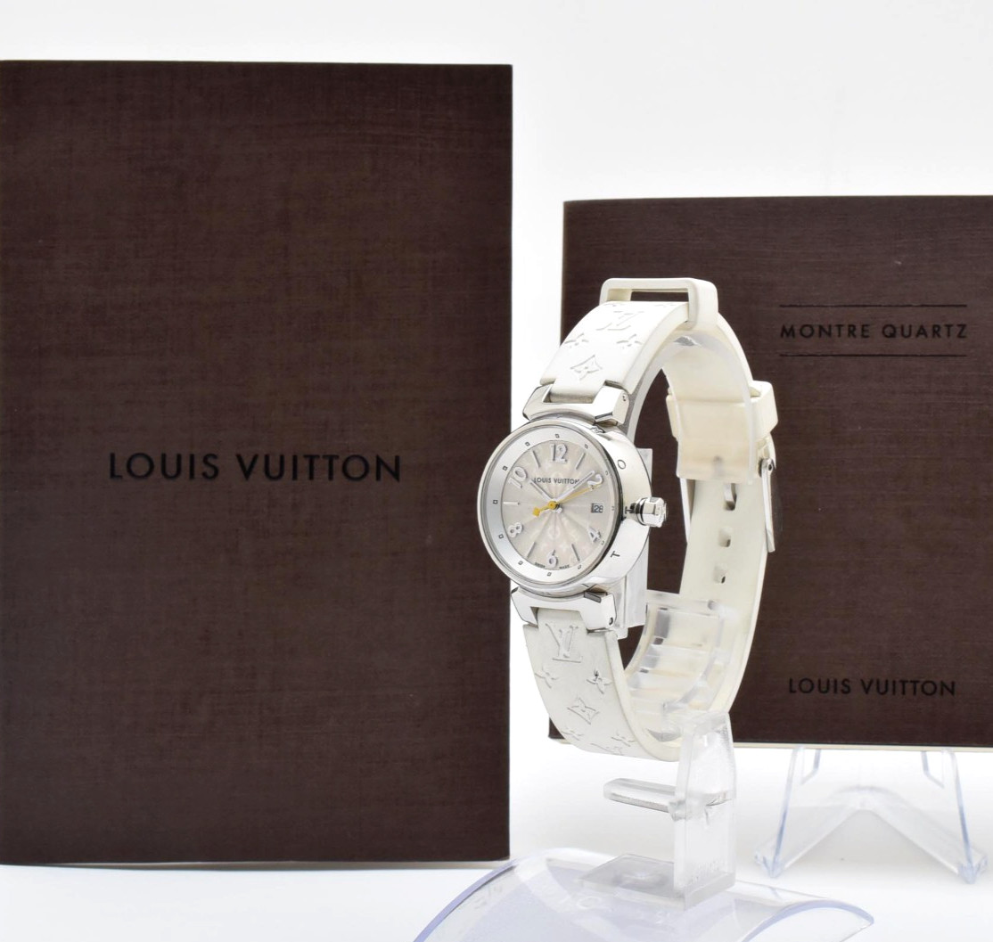 RARE! All White [N MINT /Paper] LOUIS VUITTON Tambour Q121K Ladies Watch JAPAN