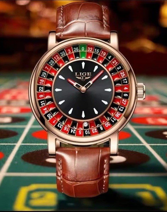 LIGE Roulette Watch Rose Gold Case