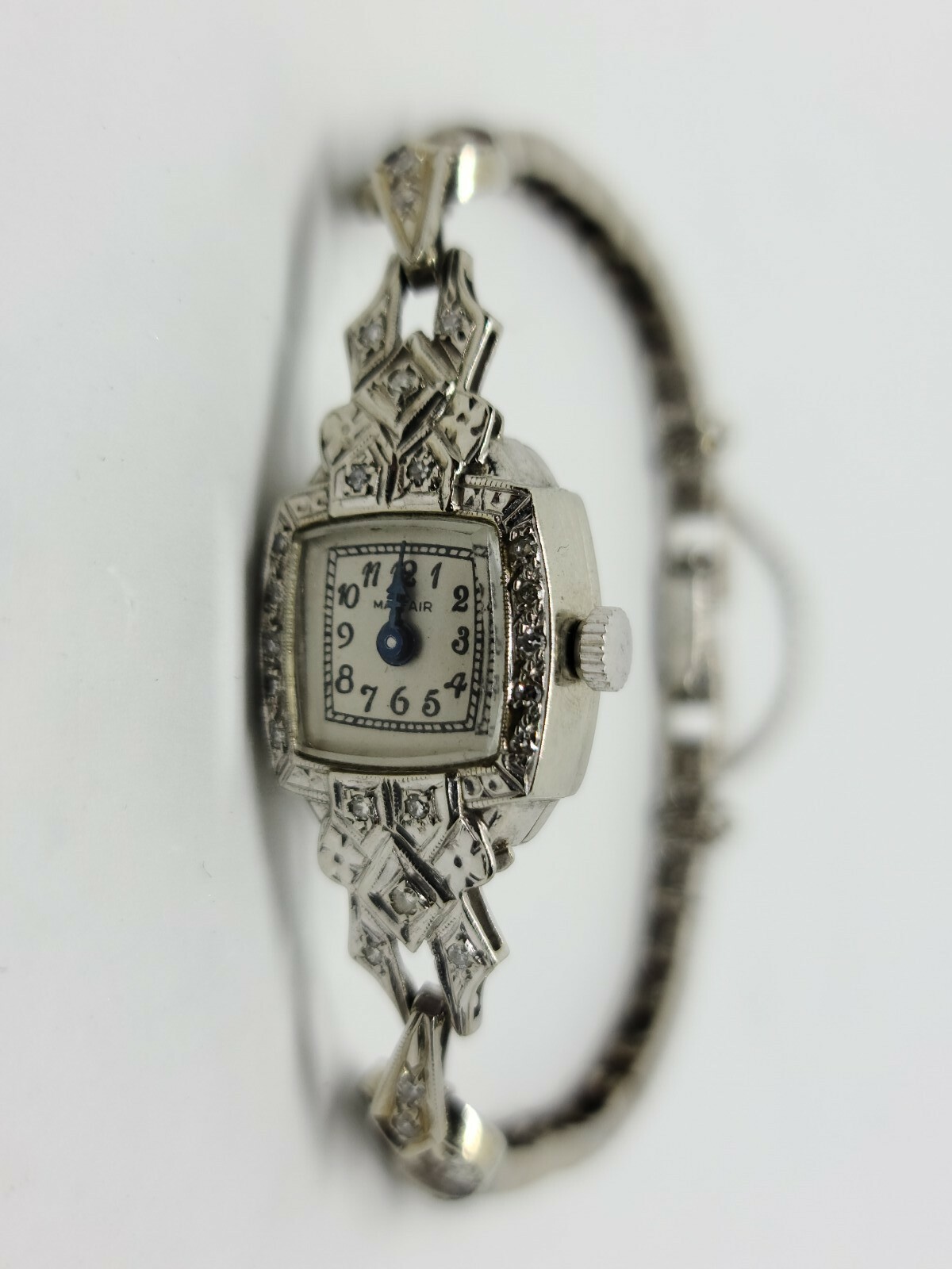 14K White Gold Vintage MAYFAIR Diamond Wrist Watch 6.5″ MSRP $3,200