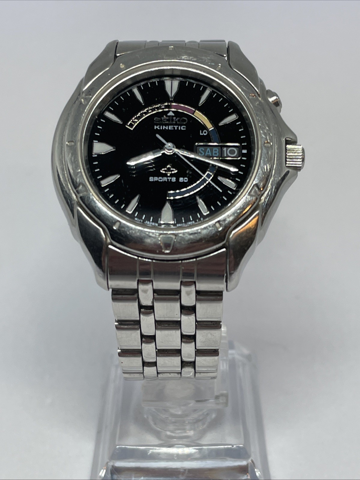 Vintage Seiko Kinetic 5M43-0B19 Mens Wrist Watch Sports 50 Luminous Dial #0104