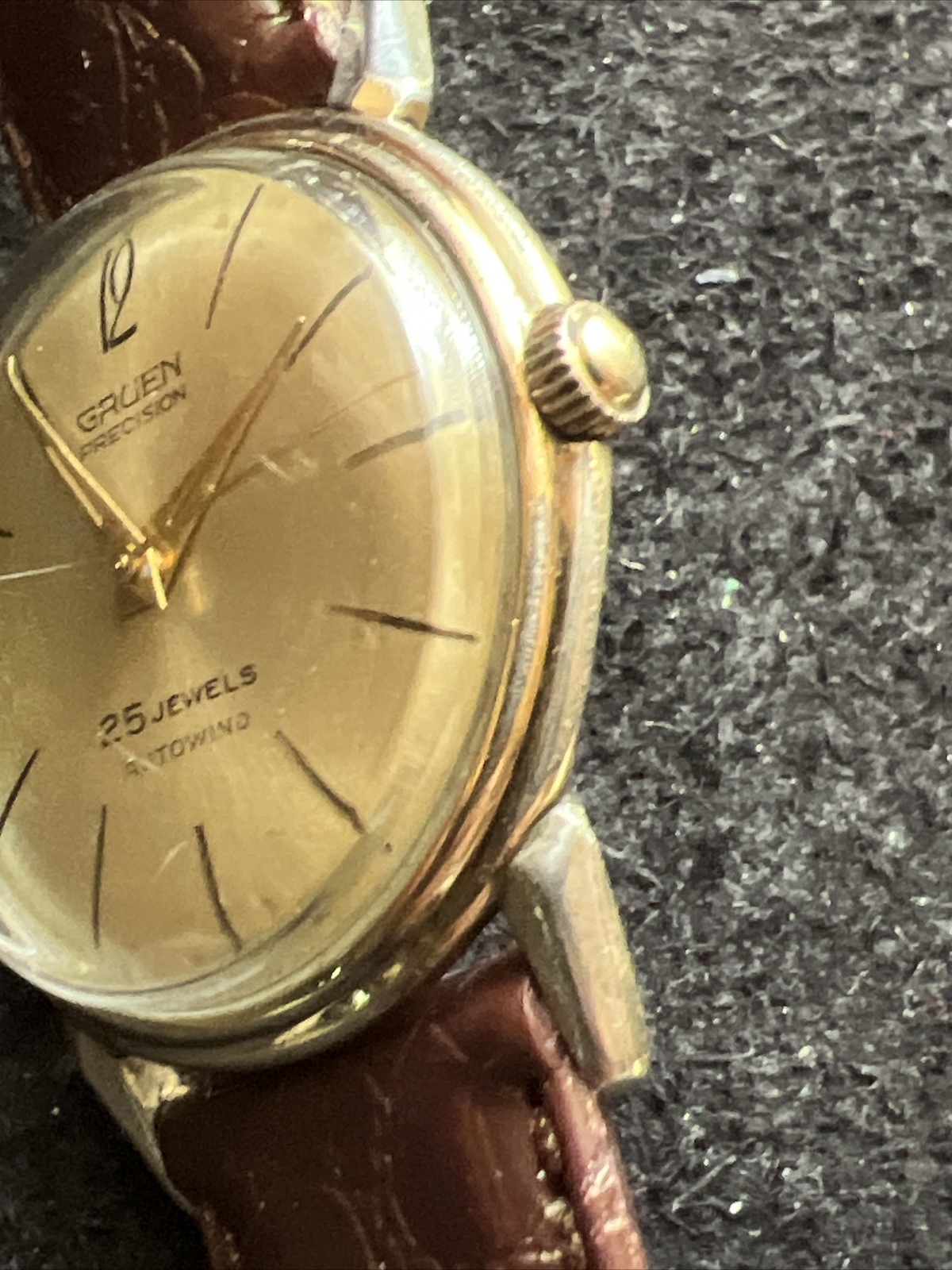 Vintage Gruen Precision Mens Autowind 23J 10K RGP 33MM Running