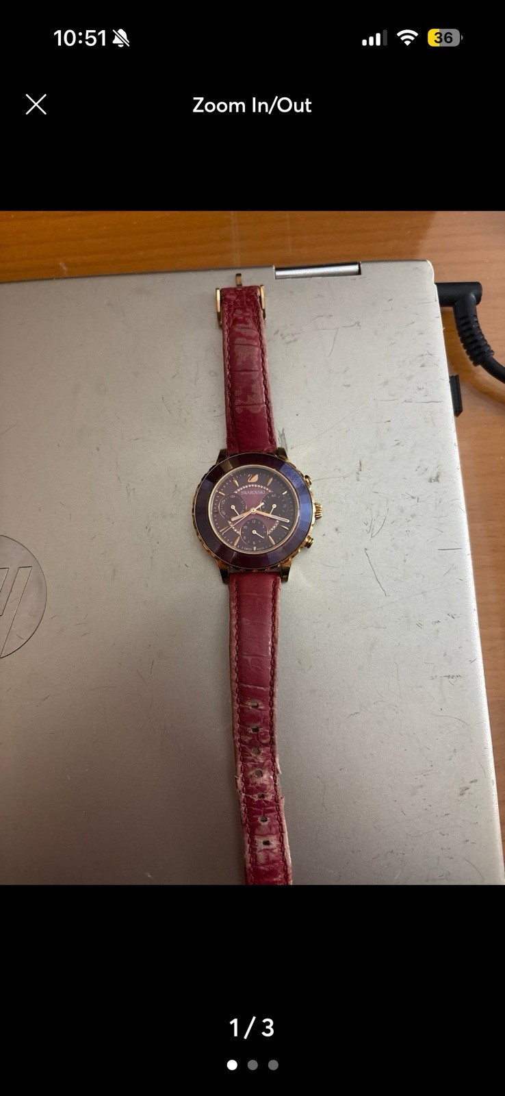 Swarovski Octea Lux Chrono Red Leather Gold Stainless Steel Chronograph Watch