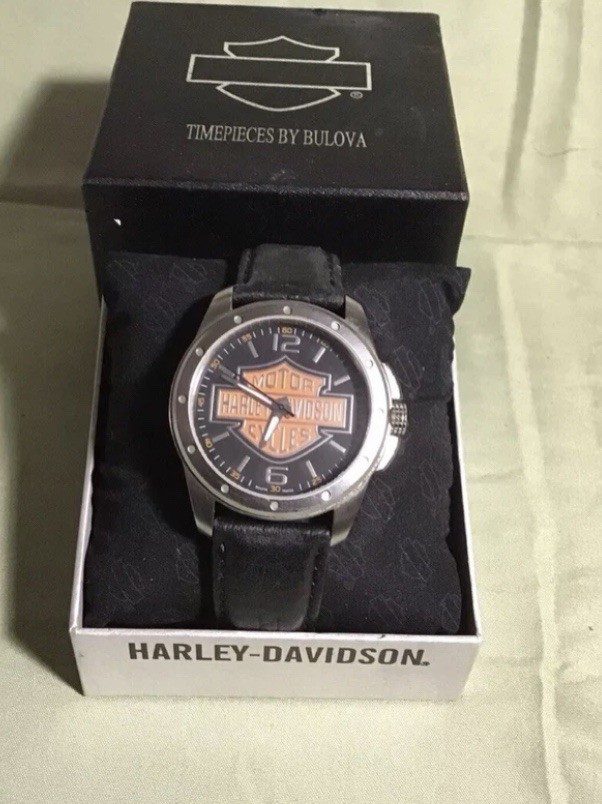 Harley-Davidson men’s Boulevard watch black with orange bar and shield face