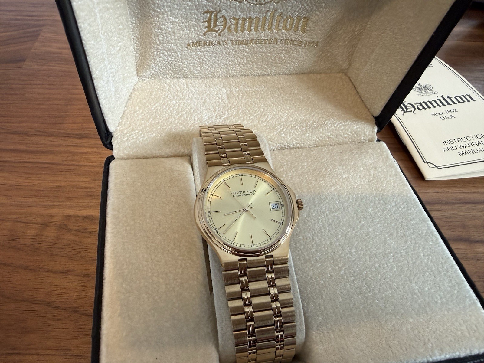 Vintage Gold Men’s Hamilton Masterpiece Wristwatch 1996