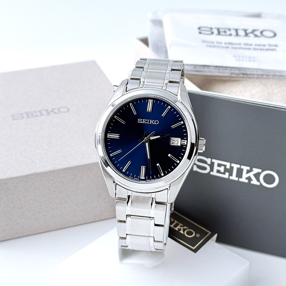 Seiko Essentials Men’s Quartz Dark Blue Dial Stainless Steel Watch SUR309