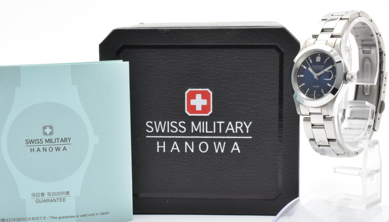 SWISS MILITARY HANOWA 6-7023 Blue Dial Date Quartz Men’s Watch 10ATM from JAPAN