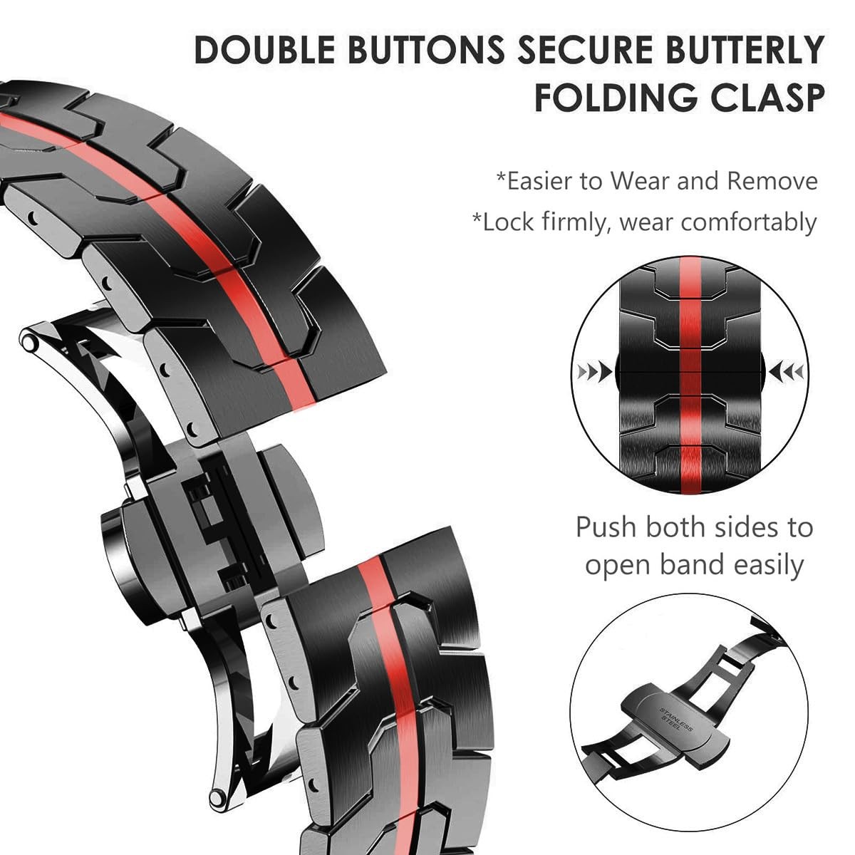 DEALELE 20mm Stainless Steel Band for Samsung Galaxy Watch 7/6/5/4/FE/3 & Huawei