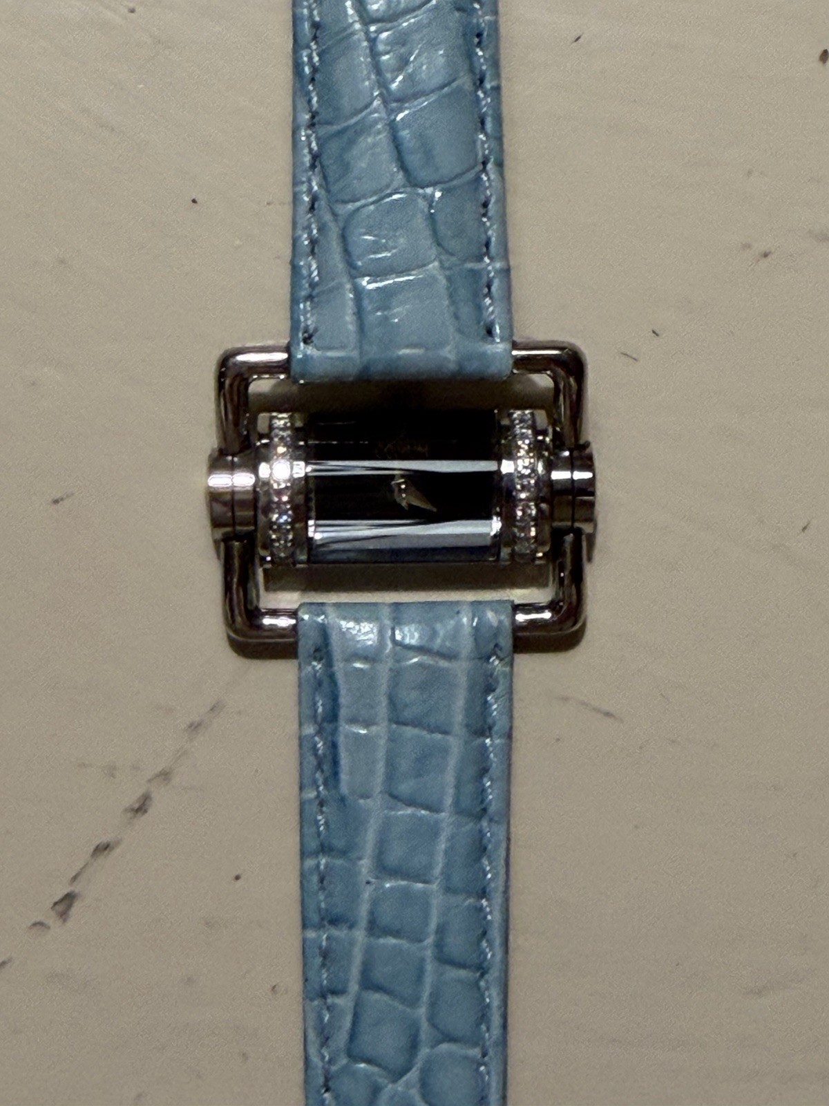 Corum Horizontal Diamond Ladies Steel Watch Black Leather Strap RRP £3950 VGC