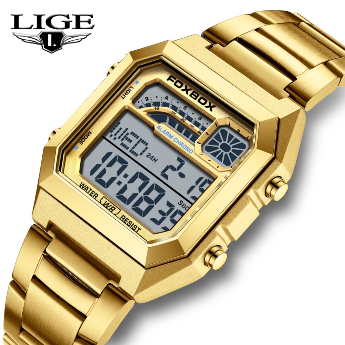Mens Business Stainless Steel Waterproof Luminous Electronic Luxury Wristwatch