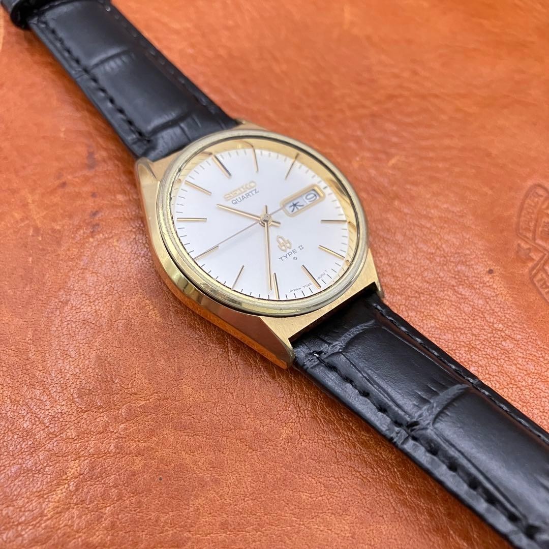 Seiko Type II 7546-8000 Quartz Watch 1979 Used Battery New Strap G711