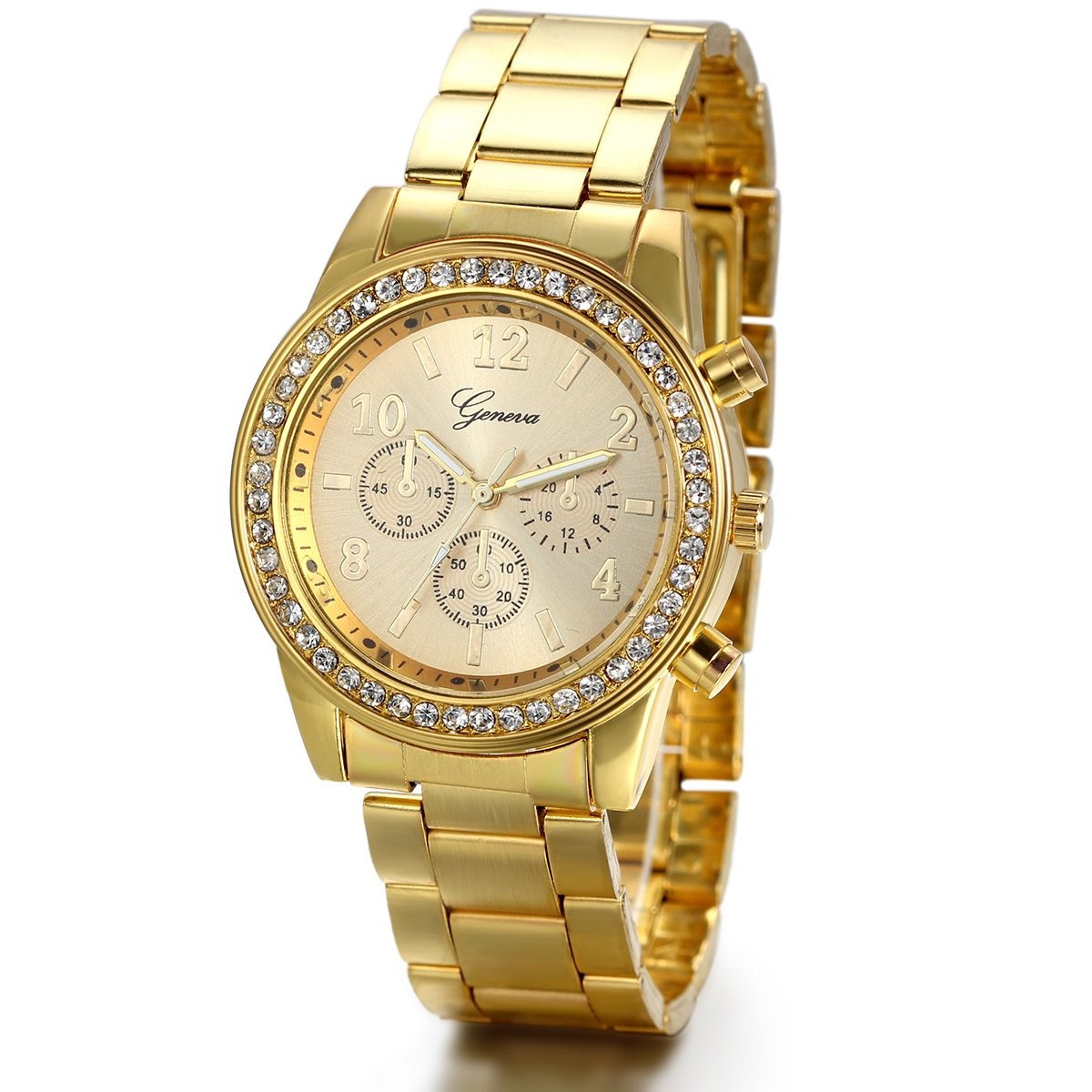 JewelryWe Luxury Mens Dress Watch, Stainless Steel Bling Rhinestones Accented…