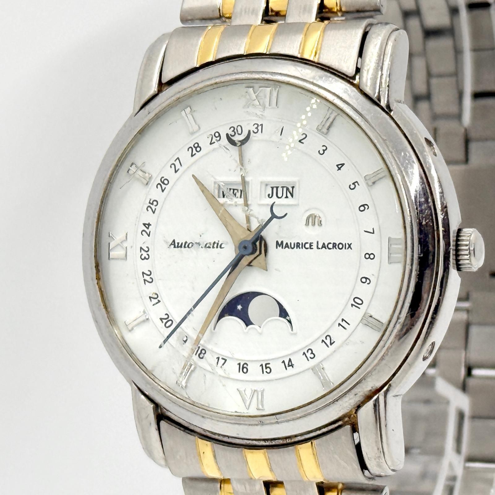 Maurice Lacroix Moonphase Auto Watch AB22213 Wrist 19.5cm 7.7in Japan Working