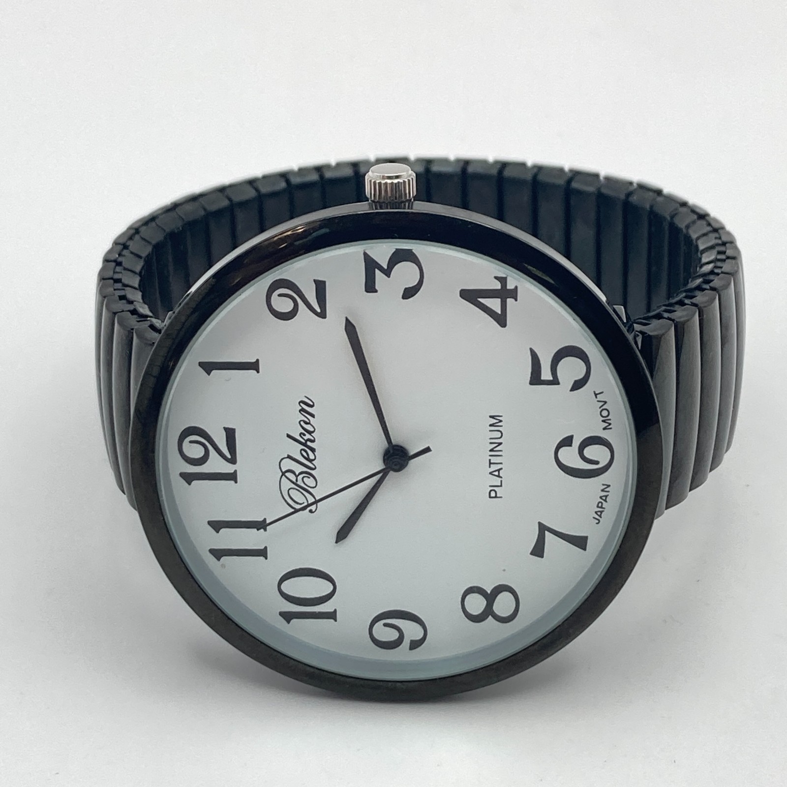 Blekon Women’s Easy Reader Watch 44mm Black Stretch Band Retro New Battery 6.5″