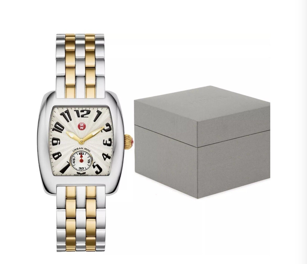 BRAND NEW Michele Urban Mini Two Tone Gold & Silver Ladies Watch MWW02A000608