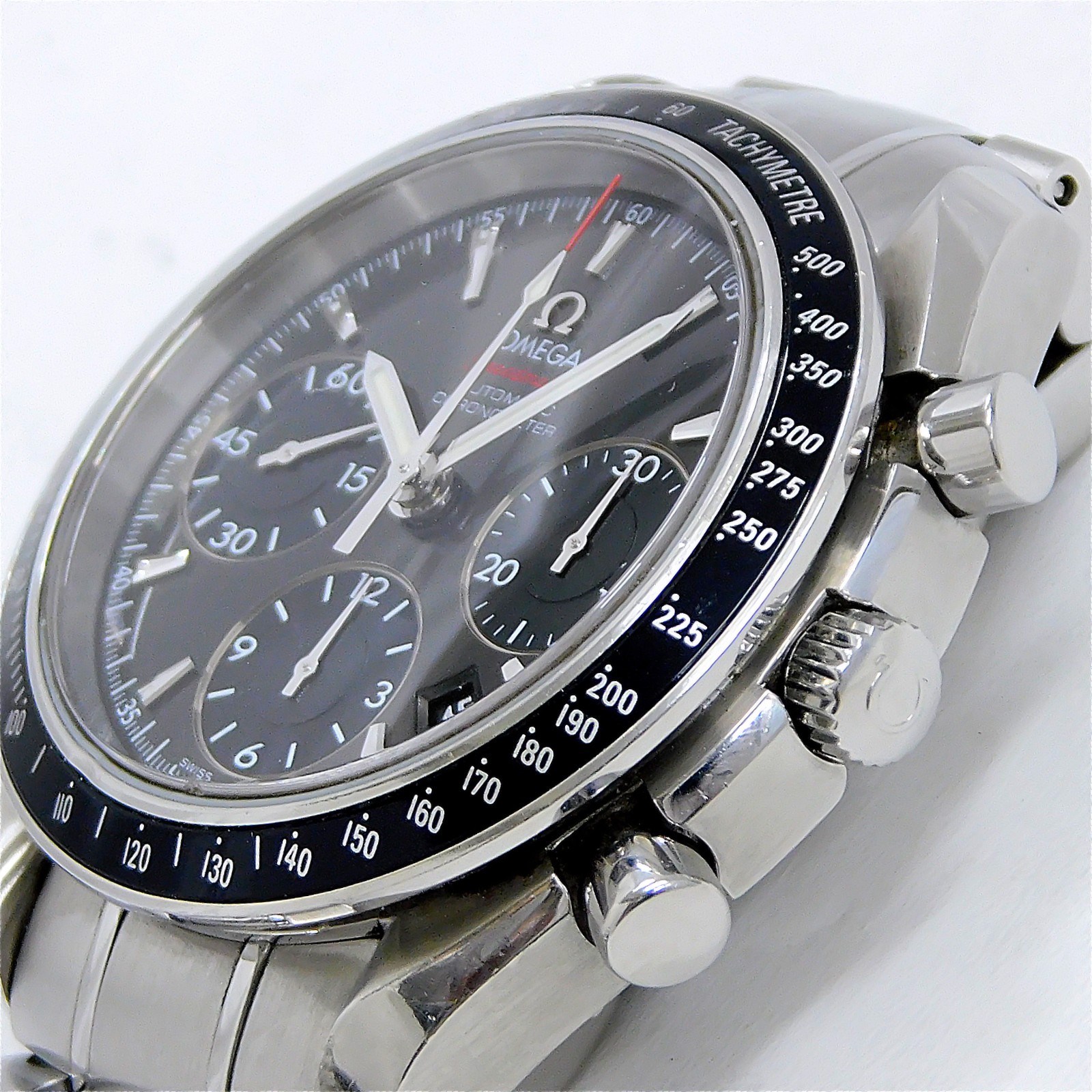 OMEGA Speedmaster Date 323.30.40.40.006.001 S. Steel Auto Men’s Watch #1384B