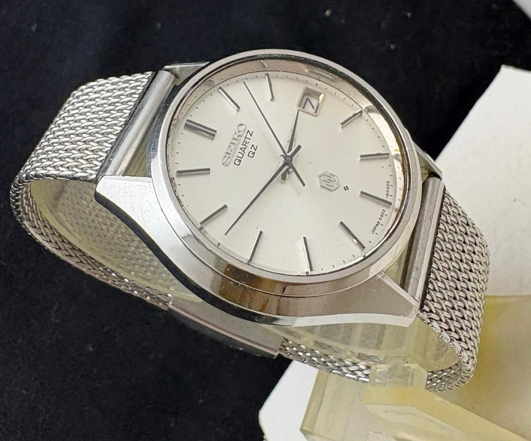 Seiko QZ 1975 Quartz Men’s Date Watch 0922 8000 Silver Mesh Japan 36mm Vintage