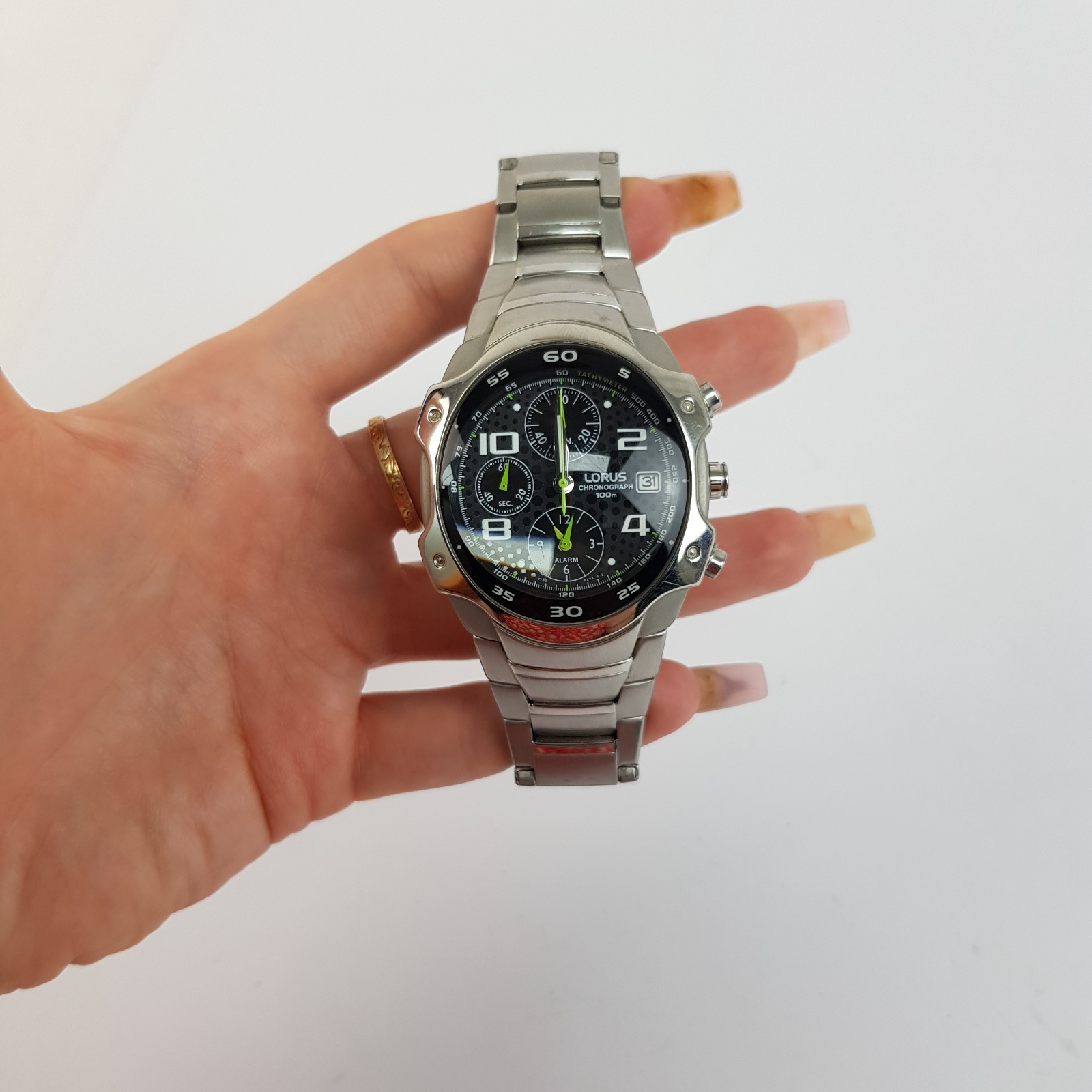 Men’s LORUS FUSION CHRONOGRAPH 100M Stainless Steel Watch 7T62-X105