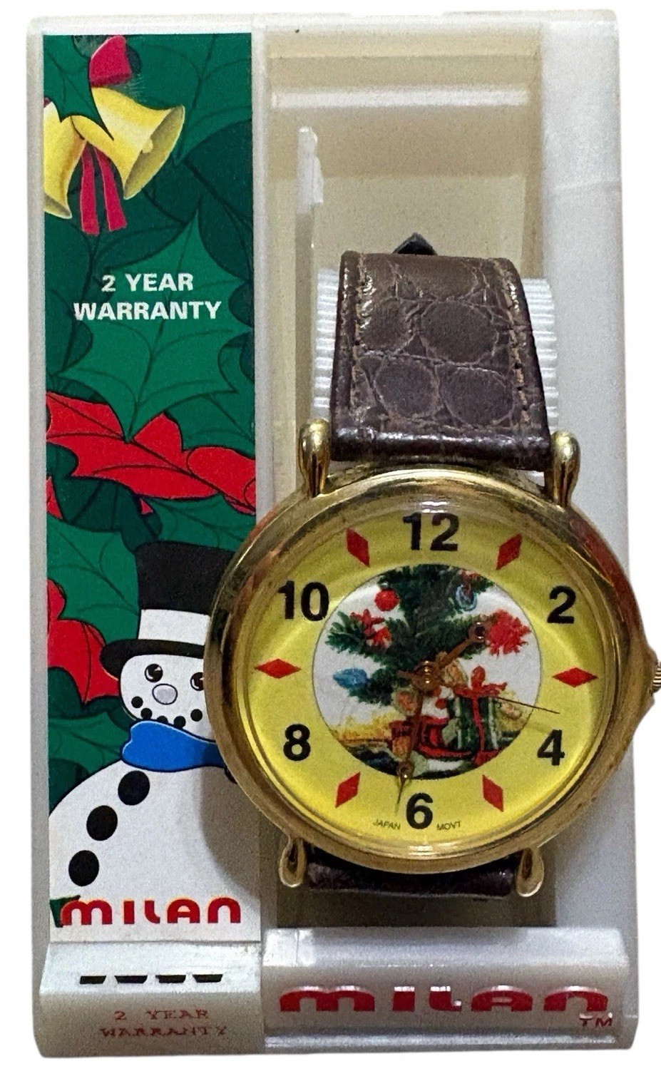 VTG Milan Men’s Watch Gold Tone Christmas Tree Xmas Gift Face Limited Edition