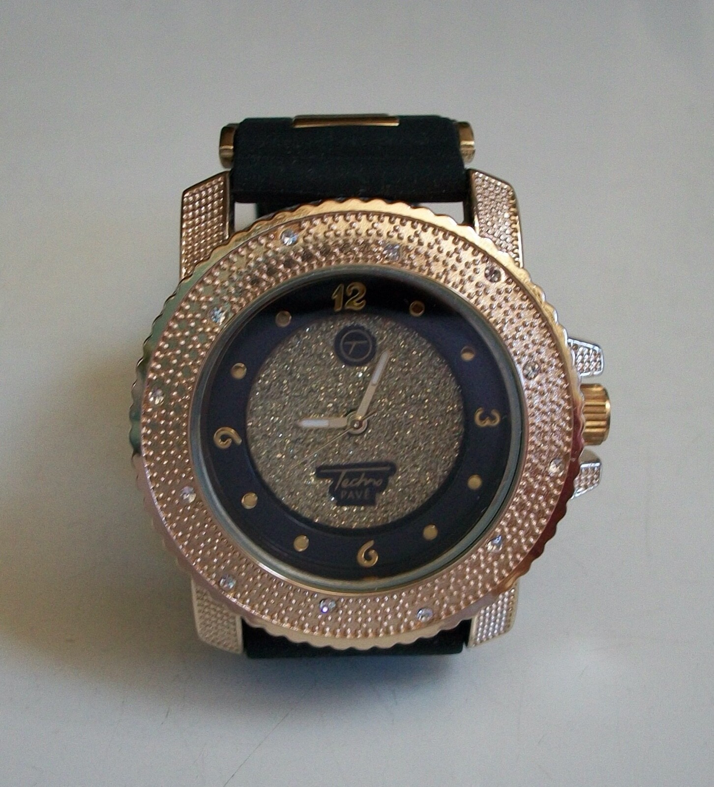 Men’s Black, White, Peach Gold, Rose Gold Finish Glitter Silicone Hip Hop Watch