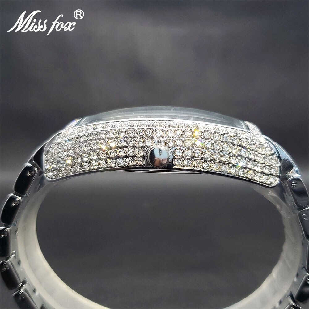 Luxury Hip Hop King Bling Ice Out Men’s Watch Iced Silver Waterproof Cz Diamond