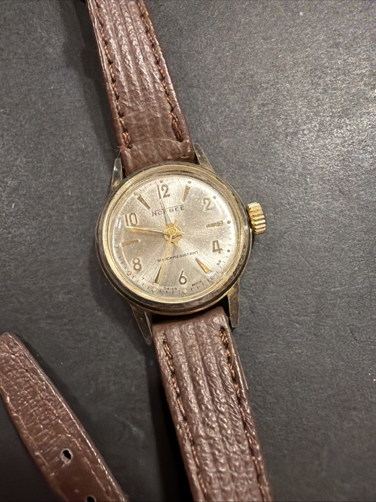 AI60 Vintage NORBEE Watch Lady GoldTone Mechanical Wind Classical Swiss As Is**