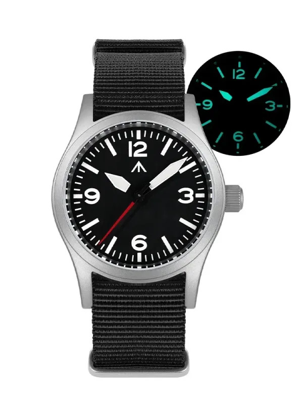 ML05 Black Quartz Wristwatch Sapphire Mirror 316L Case Waterproof 38MM Vintage